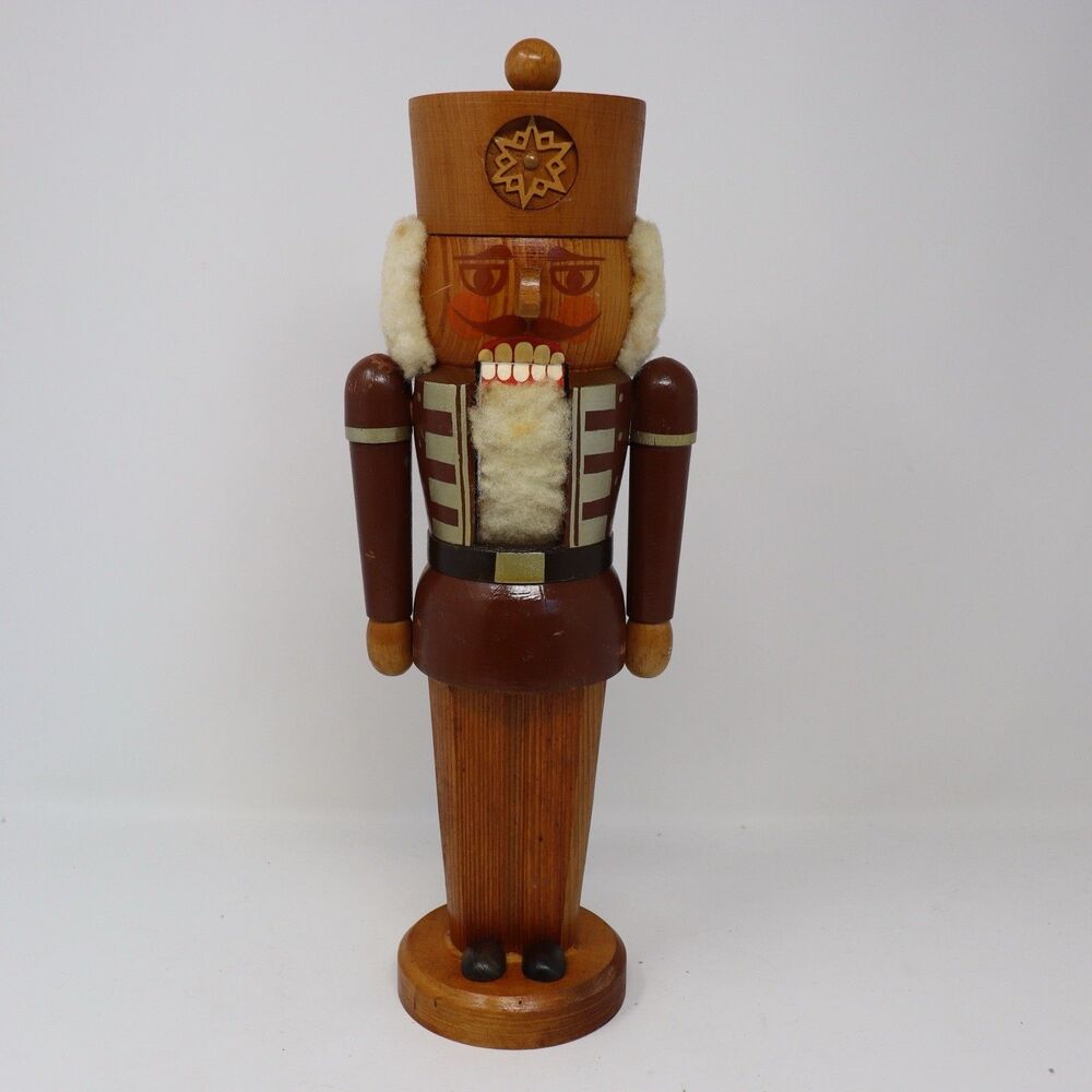 East Germany Erzgebirge wooden 11" tall GDR King Soldier Nutcracker hand painted